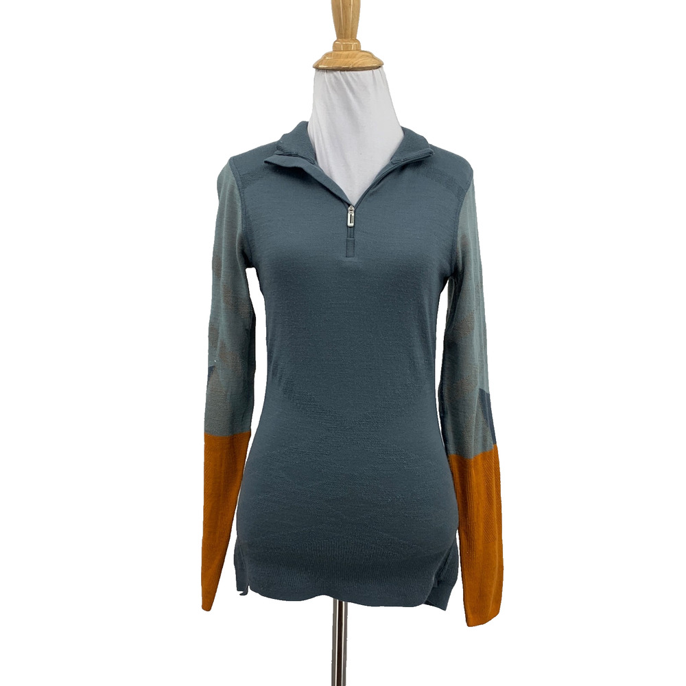 Smartwool Shirt Womens M Medium Colorblock Intraknit Merino Wool Base Layer
